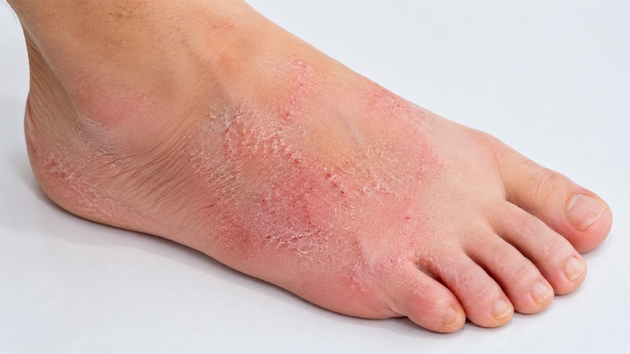 Шелушение кожи стопы при экземе.